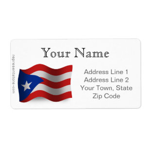 Étiquette Porto Rico ondulant le drapeau