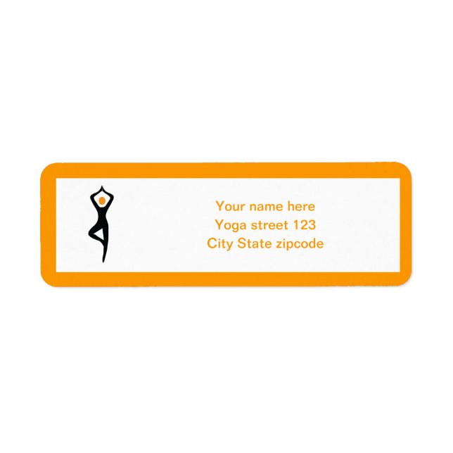 Étiquette Pose de yoga noir, orange personnalisé (Devant)