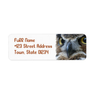 Étiquette postale d'adresse de retour de hibou