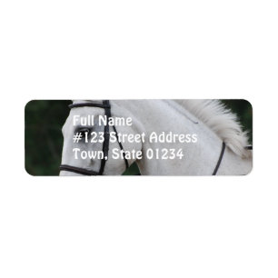 Étiquette postale rassemblée de cheval blanc
