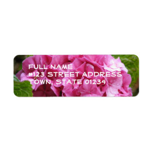 Étiquette postale rose de fleur d'hortensia