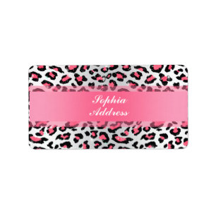 Étiquette poster de animal léopard rose de chaux à bulle ten