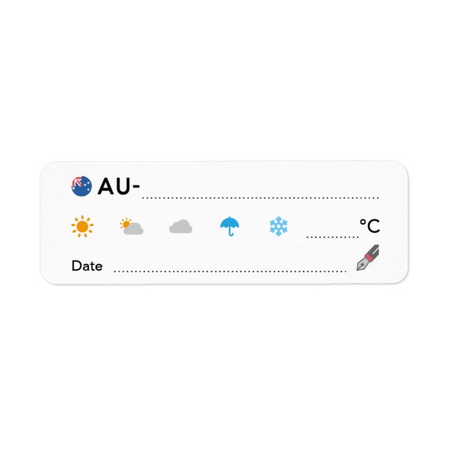Étiquette Postfranchissement ID AU Australie Météo Date ル (Devant)