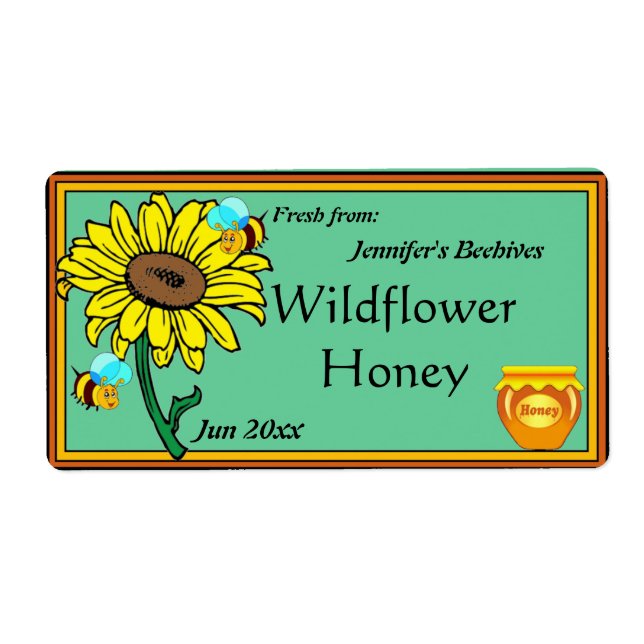Étiquette Pot de tournesol et de miel (Devant)