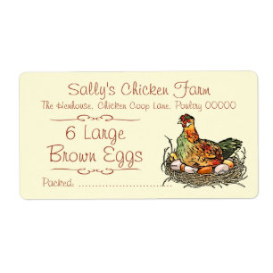 Étiquette Poulet assis sur des oeufs dessin coloré