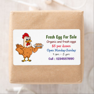 Étiquette Poulet avec oeufs dessin animé oeuf frais signe à 
