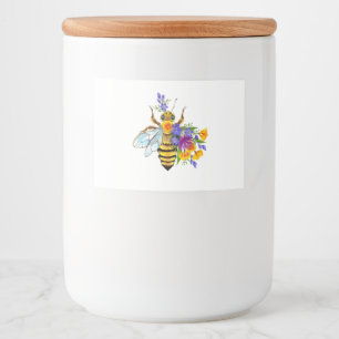 Étiquette Pour Bocaux Abeille à fleurs avec plantes sauvages