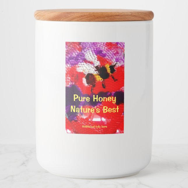 Étiquette Pour Bocaux Abeille de miel couleur rouge pourpre (Devant)