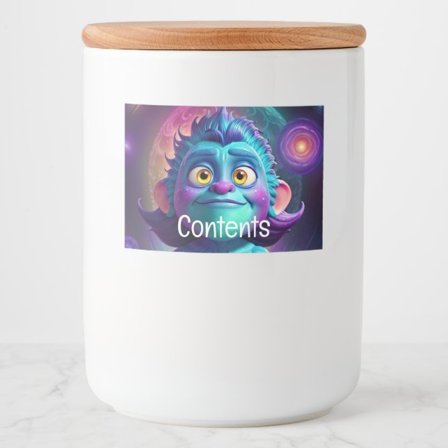 Étiquette Pour Bocaux Alien et ami de l'espace (Devant)