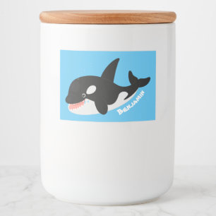 Étiquette Pour Bocaux Amusante baleine orque mignonne dessin animé