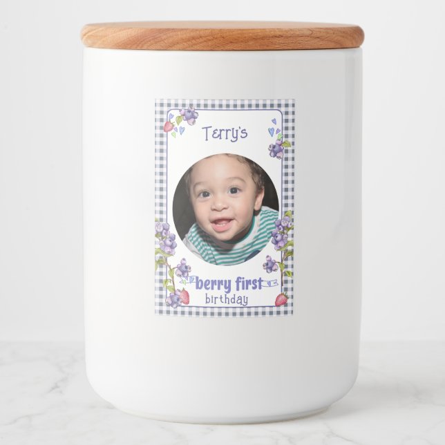 Étiquette Pour Bocaux Anniversaire de Berry First Boy (Devant)