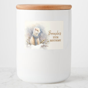 Étiquette Pour Bocaux Aquarelle Ermine avec foulard - Anniversaire