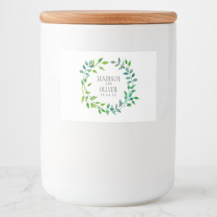 Étiquette Pour Bocaux Aquarelle Feuille verte   MARIAGE