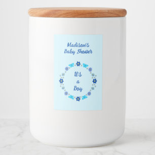 Étiquette Pour Bocaux Bébé bleu Papillons et Baby shower de fleurs