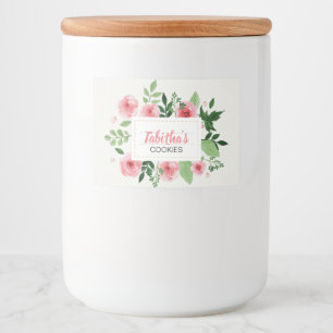 Étiquette Pour Bocaux Biscuit de roses de rose de couleur d'eau