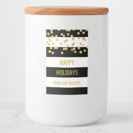 Étiquette Pour Bocaux Black Stripes Gold Confetti