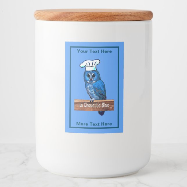 Étiquette Pour Bocaux Café La Chouette Bleue (Devant)