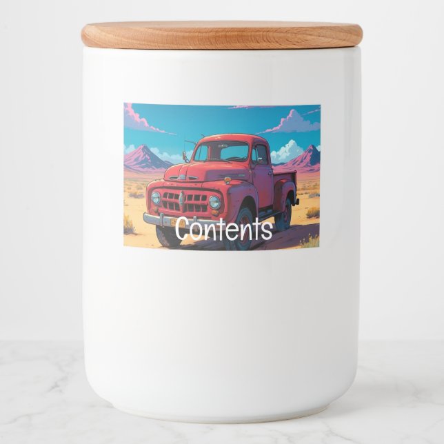 Étiquette Pour Bocaux Camion de ramassage américain classique (Devant)