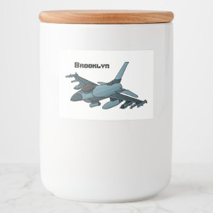 Étiquette Pour Bocaux Caricature d'avion de chasse militaire