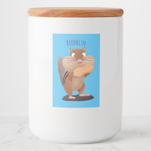 Étiquette Pour Bocaux Caricature de chipmunk à grosses joues mignonnes (Devant)