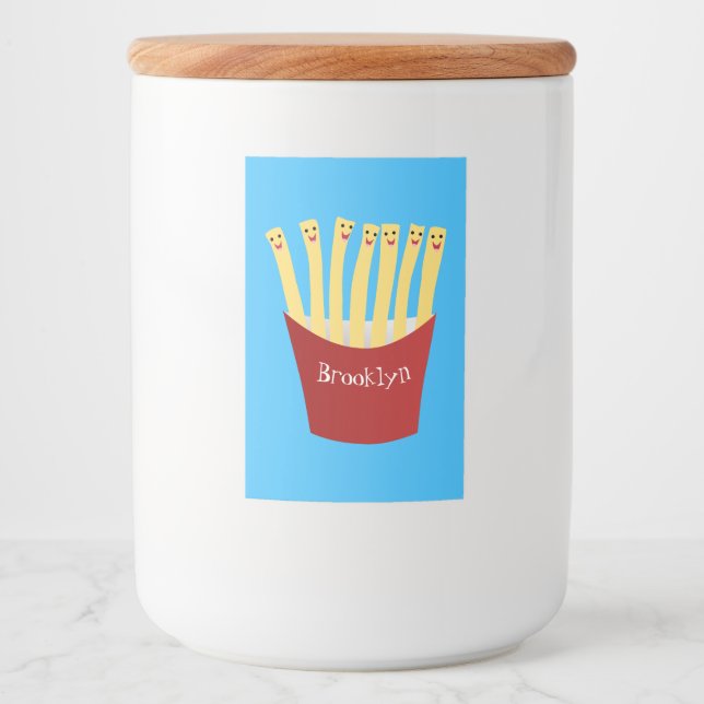 Étiquette Pour Bocaux Caricature de frites Cute kawaii fast food (Devant)