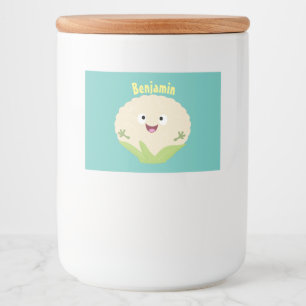 Étiquette Pour Bocaux Caricature de légume de chou-fleur joyeux