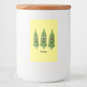 Étiquette Pour Bocaux Caricature de légumes de l'okra chantante mignonne