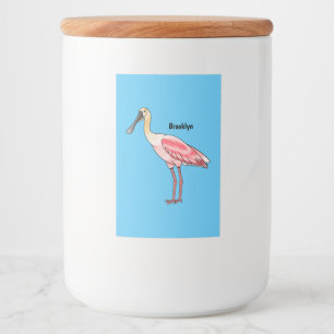 Étiquette Pour Bocaux Caricature d'oiseau de spatule de rose