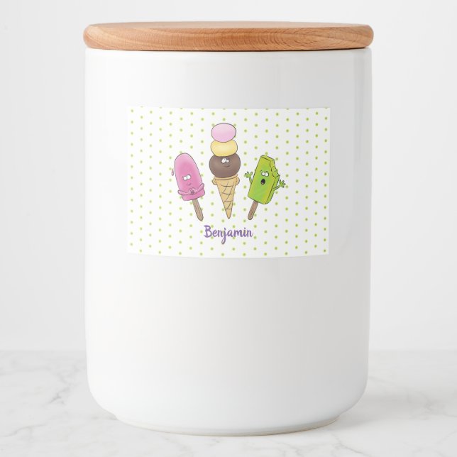 Étiquette Pour Bocaux Caricature drôles de glace popsicle dessin animé t (Devant)