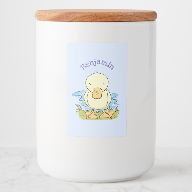 Étiquette Pour Bocaux Caricature jaune mignon pour canard bébé (Devant)