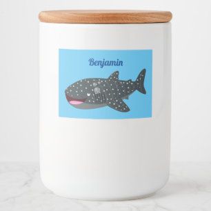 Étiquette Pour Bocaux Caricature joli requin baleine joyeux
