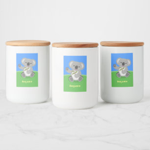 Étiquette Pour Bocaux Caricature joyeux koala agitant