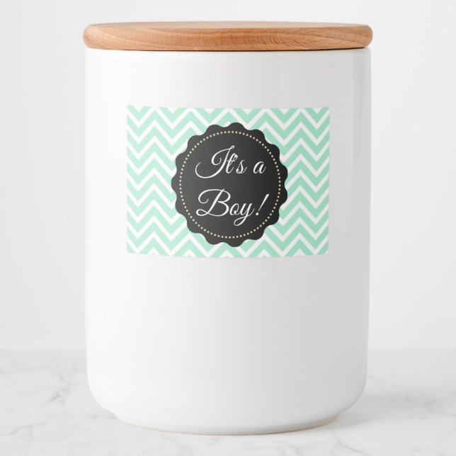 Étiquette Pour Bocaux C'est un garçon Sage Green Baby shower en verre Ma (Devant)