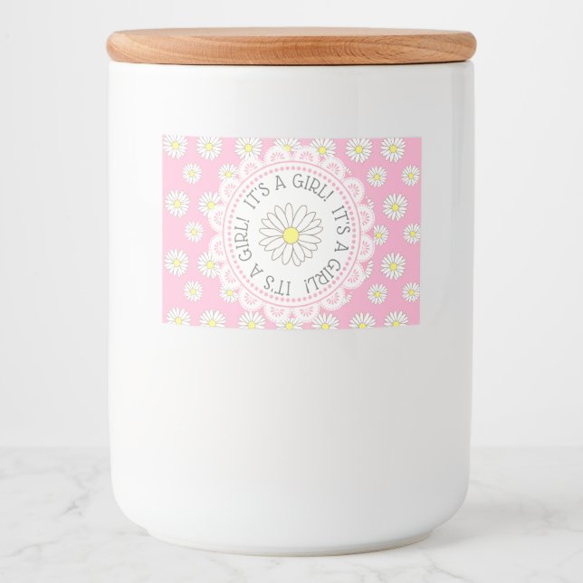 Étiquette Pour Bocaux C'EST UNE FILLE Daisy Girl Baby Stower Bottle Étiq (Devant)