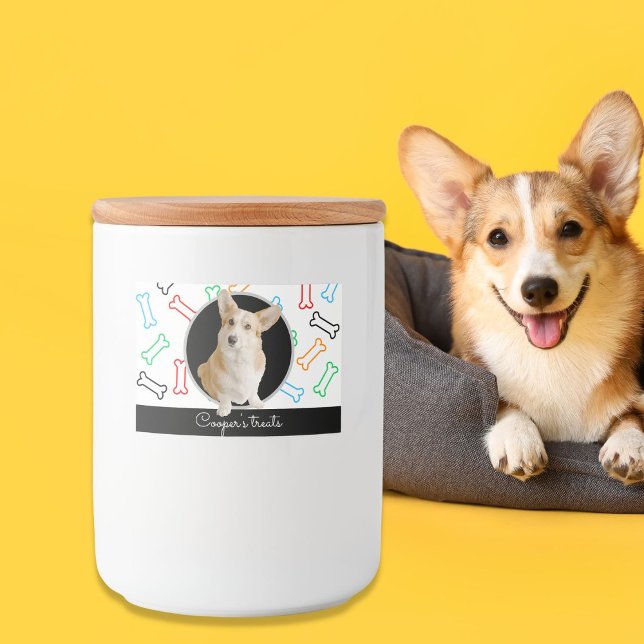 Étiquette Pour Bocaux Chien traiter les os illustrés mignons avec la pho (Créateur téléchargé)