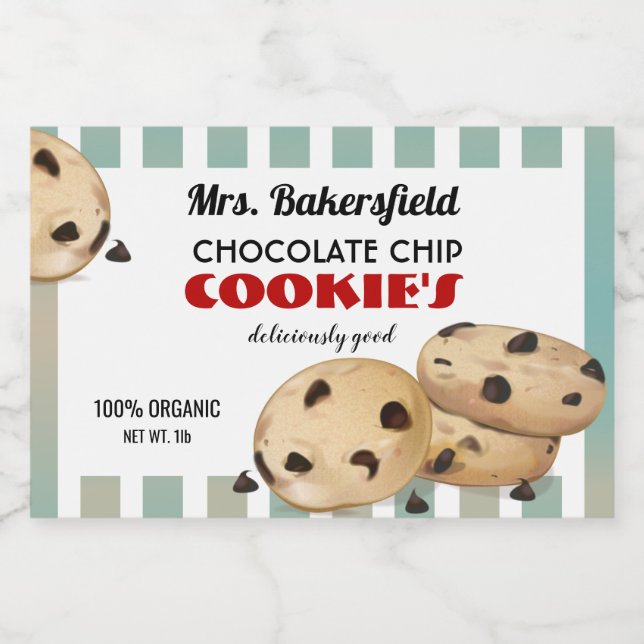 Étiquette Pour Bocaux Chocolat Chip Cookies Baking Cadeau (Étiquettes simples)