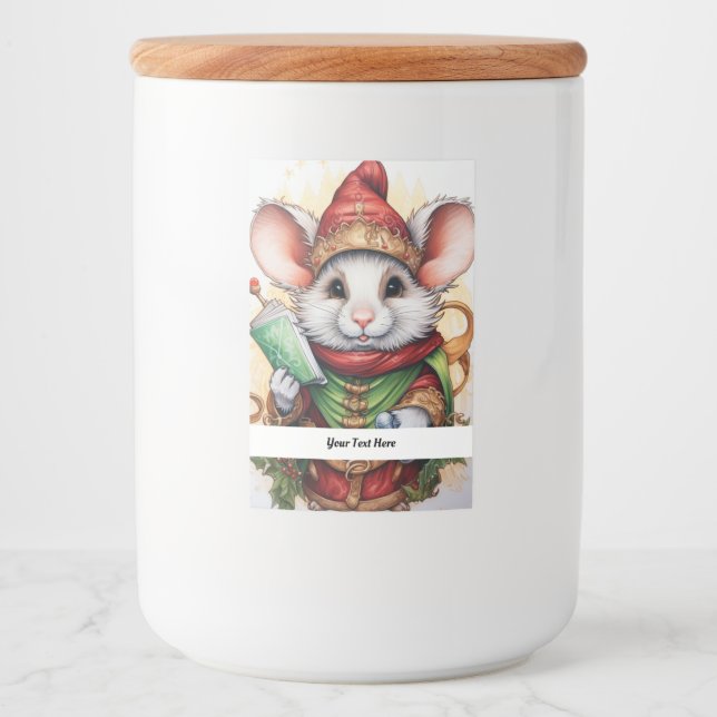 Étiquette Pour Bocaux Christmas Mouse 47 Votre texte ici (Devant)