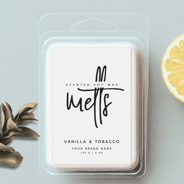 Étiquette Pour Bocaux Cire noire et blanche moderne fondue (Créateur téléchargé)