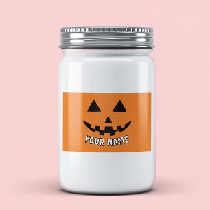 Étiquette Pour Bocaux Citrouille orange personnalisée Halloween Votre no