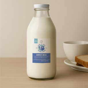 Étiquette Pour Bocaux Classic Navy Blue Dairy Cow Head Logo Milk Étiquet