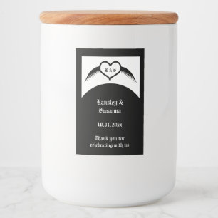 Étiquette Pour Bocaux Coeur ailé gothique Mariage Personnalisé Monogramm