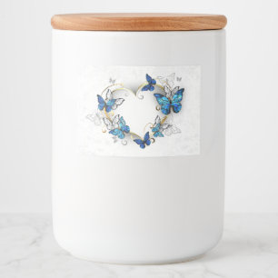Étiquette Pour Bocaux Coeur bijoux avec papillons Morpho