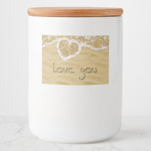 Étiquette Pour Bocaux Coeur "Love you" écrit dans Sable