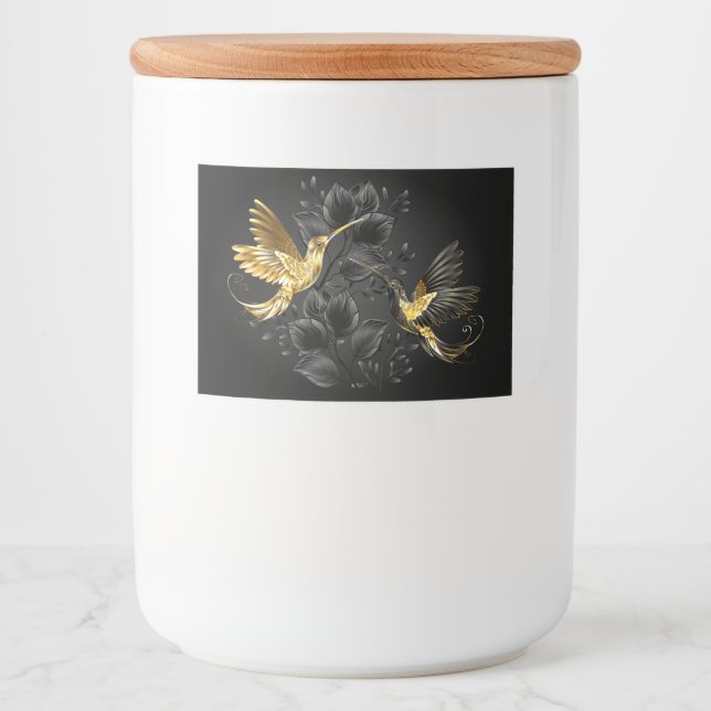 Étiquette Pour Bocaux Colibri noir et or (Devant)