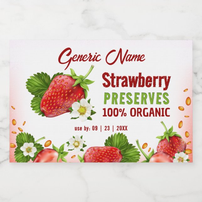 Étiquette Pour Bocaux Confiture de fraises (Étiquettes simples)