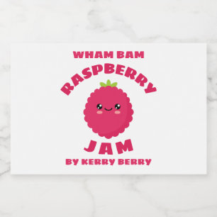 Étiquette Pour Bocaux Confiture de framboise Kawaii