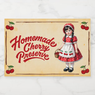 Étiquette Pour Bocaux Conserve de Cerise Maison - Vintage