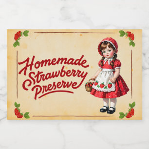 Étiquette Pour Bocaux Conserver aux fraises maison - Vintage