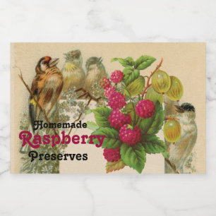 ÉTIQUETTE POUR BOCAUX CONSERVES DES FRUITS/OISEAUX ET DE FRAMBOISES DE