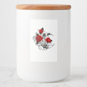 Étiquette Pour Bocaux Croissant mécanique avec roses rouges